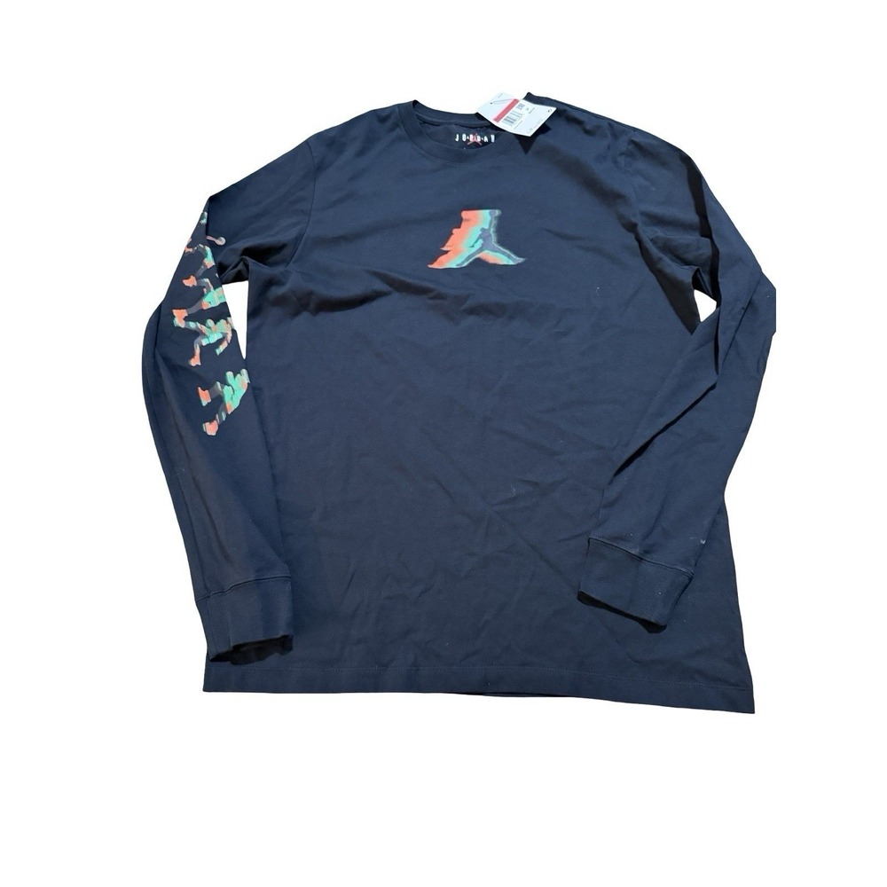 Nike Jordan Mens Black Long Sleeve Graphic T-Shirt FB7455-010 Small